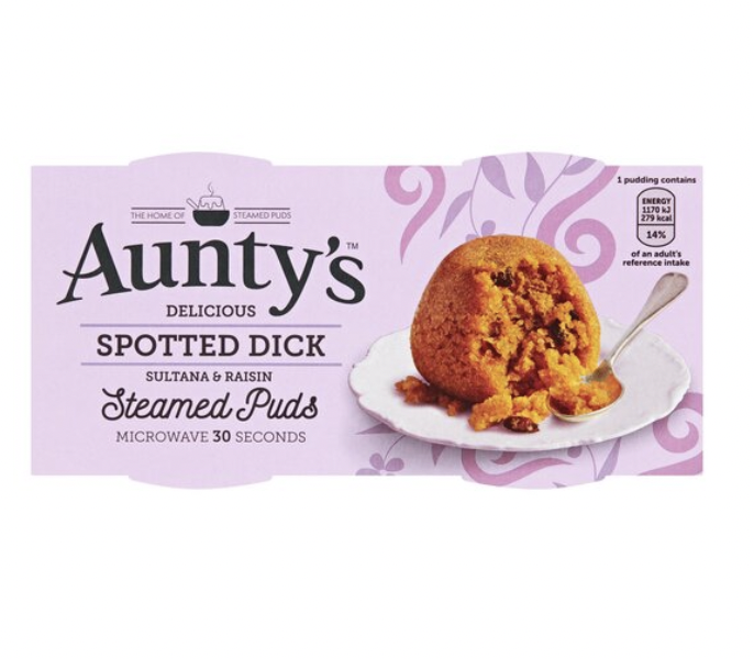 Auntys Spotted Dick Puddings 2 Pack 190G