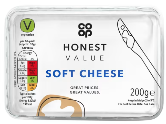 Co-op Honest Value Soft White Cheese 200g