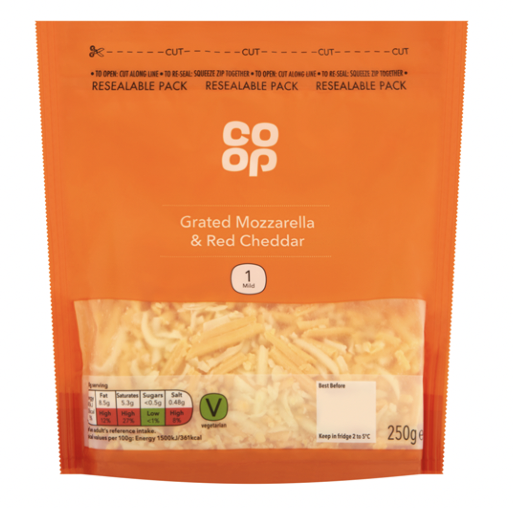 Co-op Mozzarella and Cheddar Mix Grated 250g