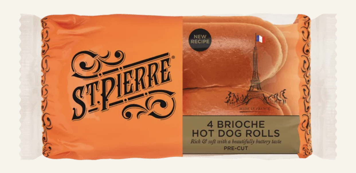St Pierre 4 Brioche Hot Dog Rolls