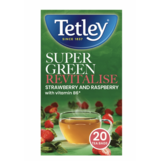 Tetley Super Green Revitalise Strawberry and Raspberry 20 Tea Bags 40g
